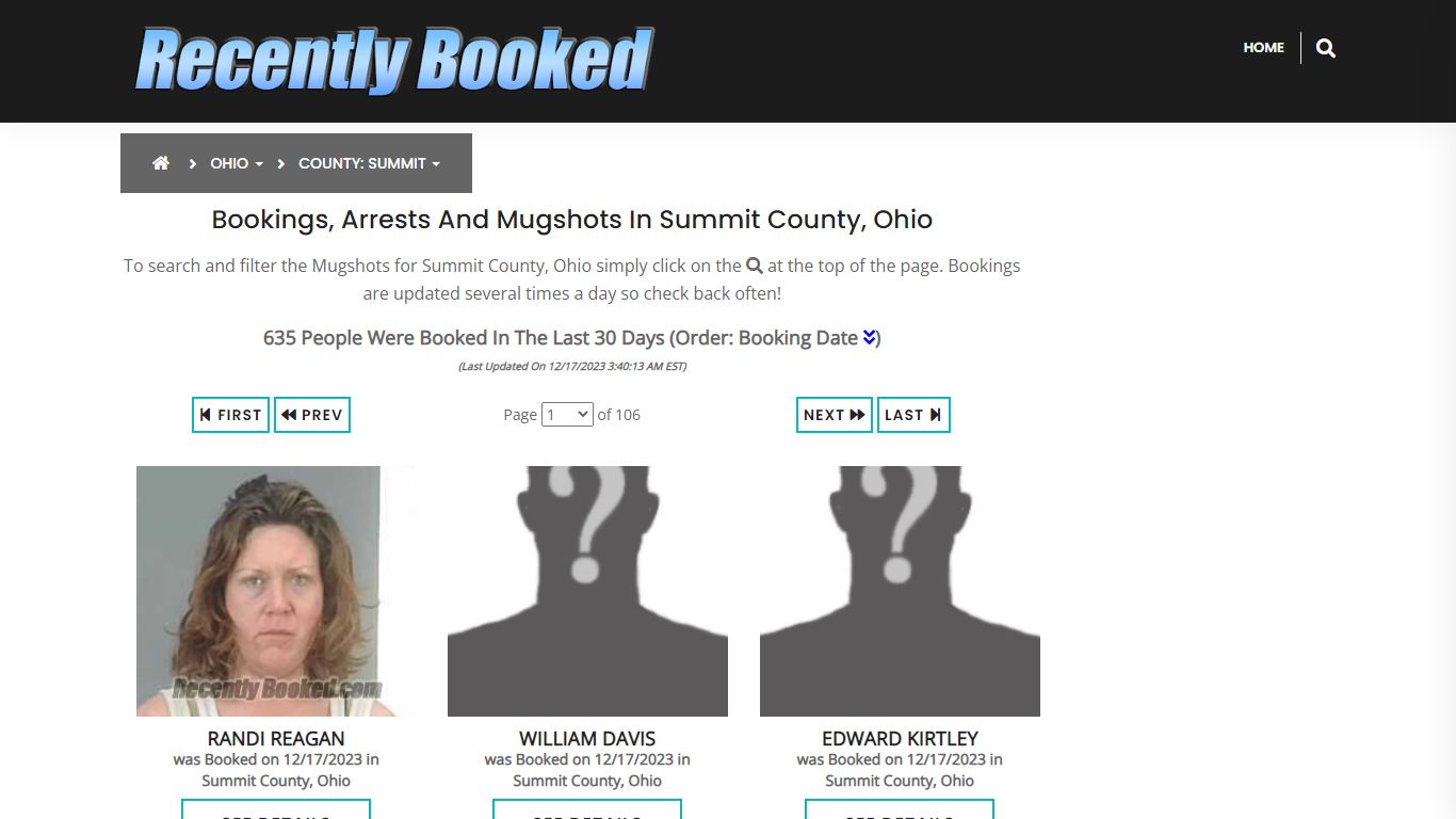 Recent bookings, Arrests, Mugshots in Summit County, Ohio - Recently Booked